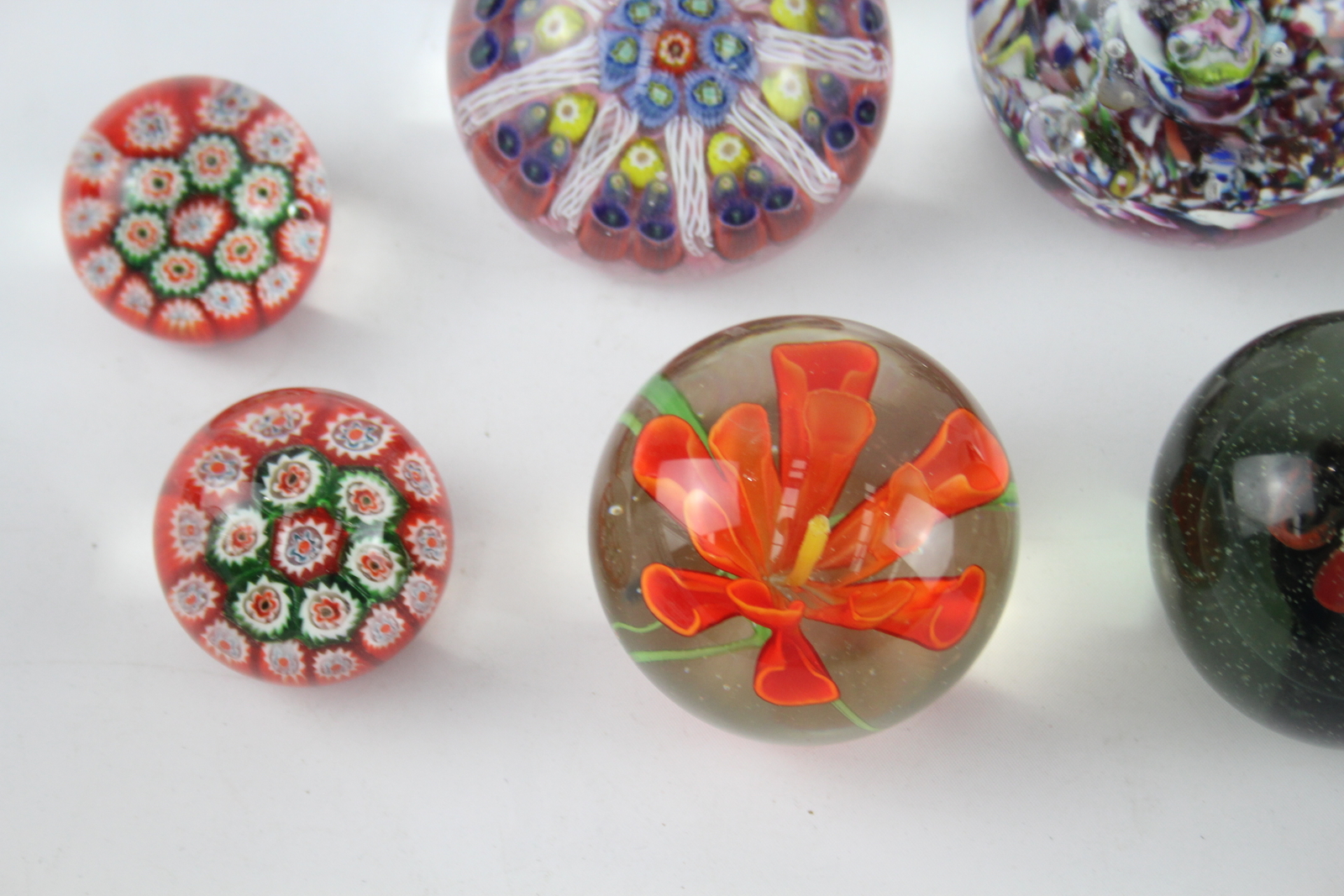 Glass Paperweight Job Lot Inc Vintage Murano Millefiori Floral MCM