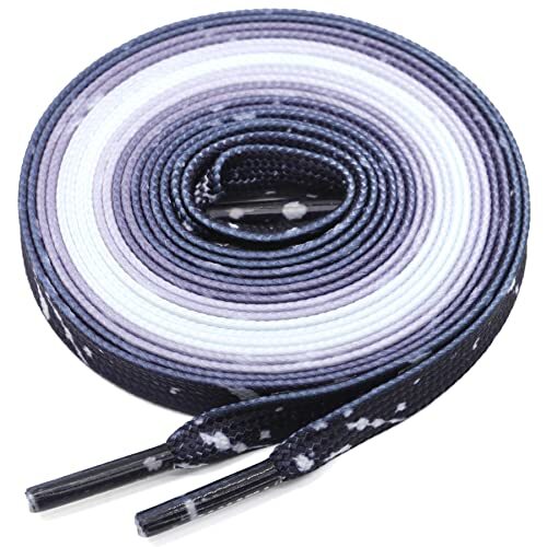 Gradient Sneakers Flat Shoelaces: 2 Pair 47Inch (120CM) 01 Gradient Black - Picture 4 of 7