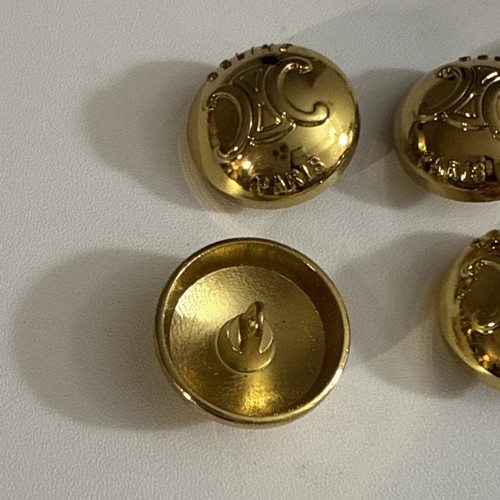 6 CELINE PARIS BUTTONS LOGO ROUND GOLD METAL 23 MM VINTAGE - Picture 3 of 3