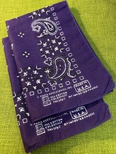 2 x NWOT Vintage USA MADE 100 Cotton Bandanna PARIS ACCESSORIES Purple Paisley