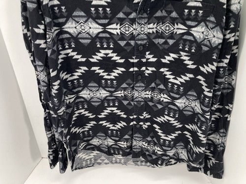 American Eagle Aztec Shirt Men Size Large Black Button Long Sleeve Navajo Cotton - Picture 3 of 12