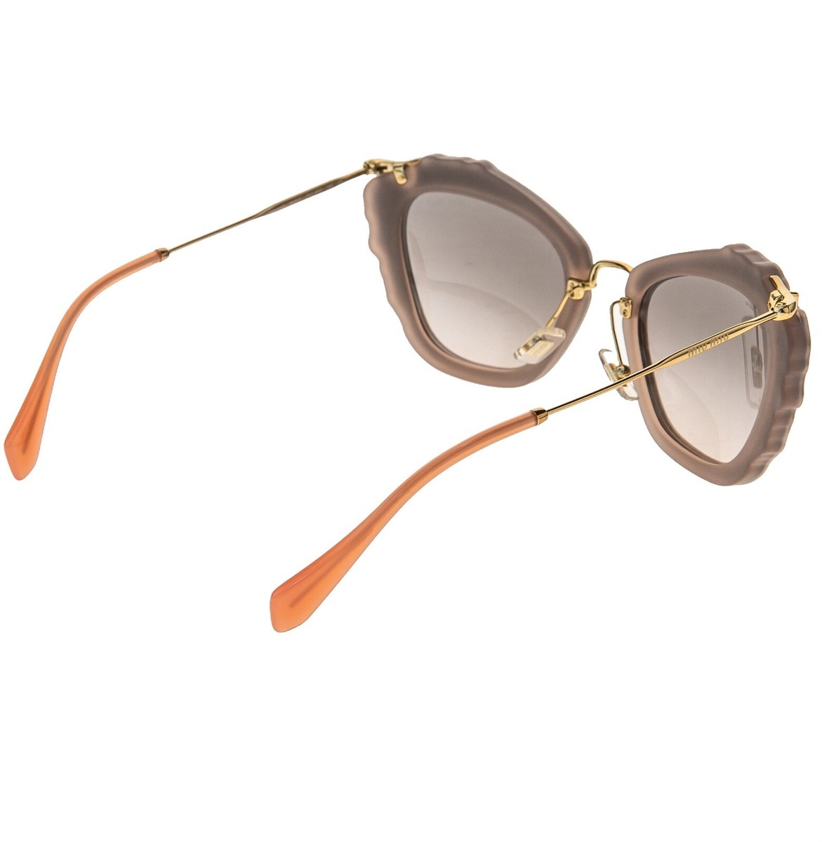MIU MIU NOIR 04Q Nude Pink Gold Foil Leather Crystal Sunglasses