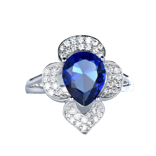 0.84ctw Natural Round Diamond 14K White Gold Sapphire Anniversary Wedding Ring