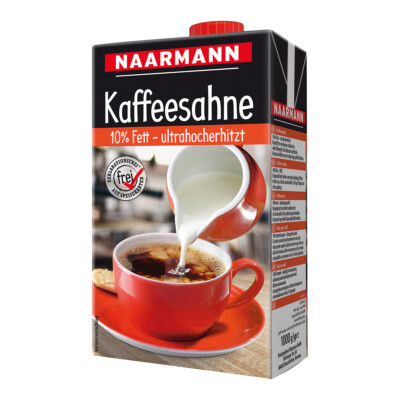Naarmann Kaffeesahne 10 Prozent Fett wärmebehandelt sahnig 1000ml