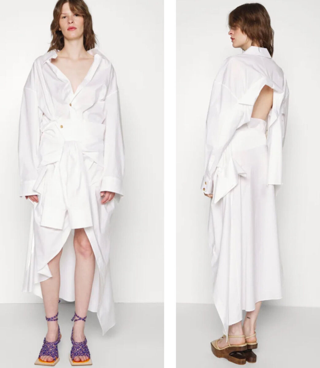 スカート Shirt Style Asymmetric Silk Skirt A.W.A.K.E. MODE Poplin Deconstructed Asymmetric Skirt Shirt