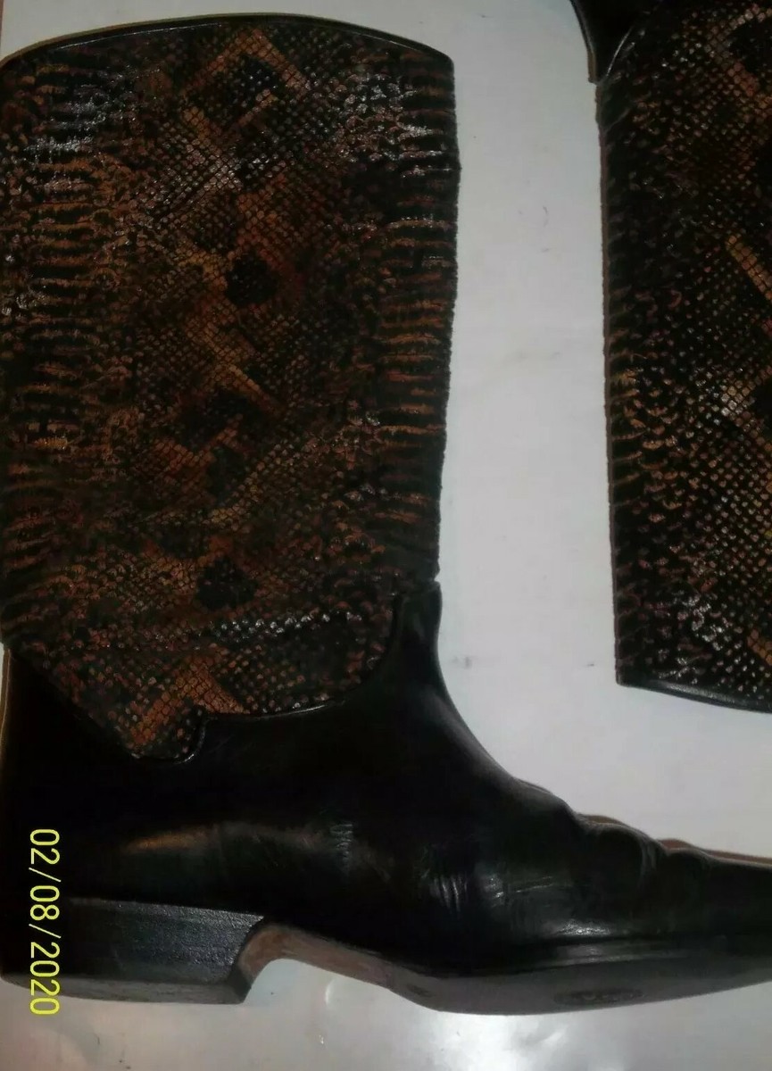 Vintage Via Spiga Brown & Black Snake skin Boots Cowboy  display picture 2