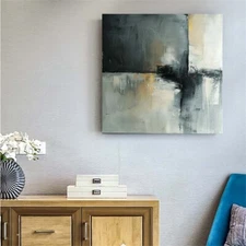 abstract  hand painted oil painting on canvas art Gray White 24in