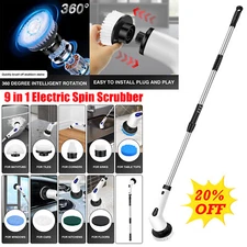 Long Handle Electric Spin Scrubber 9 IN 1 High Power Cordless Cleaning Brush