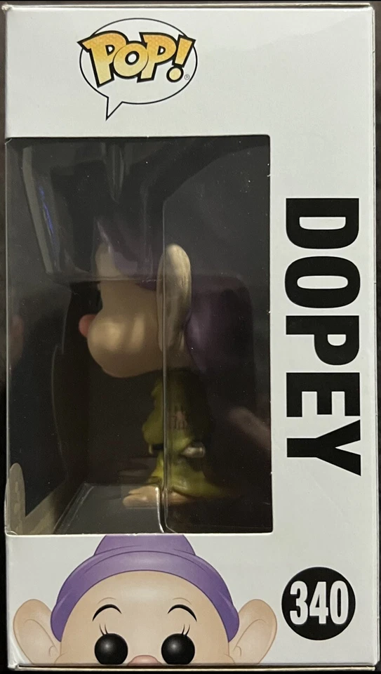 VINILO FUNKO POP DISNEY SNOW WHITE AND THE SEVEN DWARFS #340 DOPEY NUEVO EN CAJA ABOVEDADO Foto 3 de 4