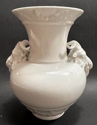 Original Antique 19C Berlin KPM White Goat/ Ram Head Vase