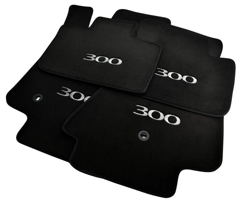 Floor Mats For Chrysler 300C 2011- Black Tailored Carpets With 300 Emblem Set