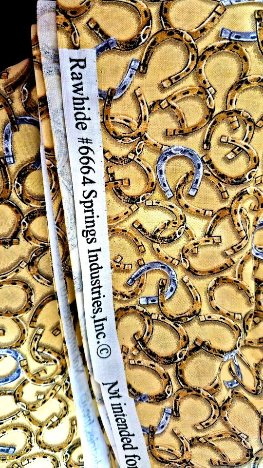"Rawhide" Horseshoes 100% Cotton Fabric, 4 Yds. Western Rodeo Cowboy - Image 2 of 3