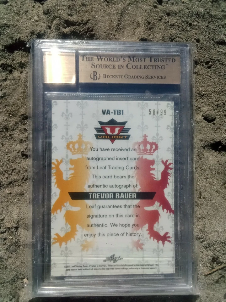 Autographed 2011 Trevor Bauer Blue Leaf Valiant Draft 10 graded - Image 2 of 2