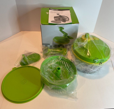 Tupperware Quick Chef Pro System Food Processor Open Box Green Basket Spinner