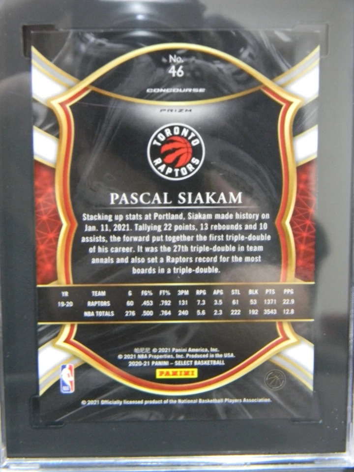 2020-21 Panini Select Pascal Siakam #46 Cosmic Prizm Raptors SGC Gem 10 RARE! - Image 2 of 2