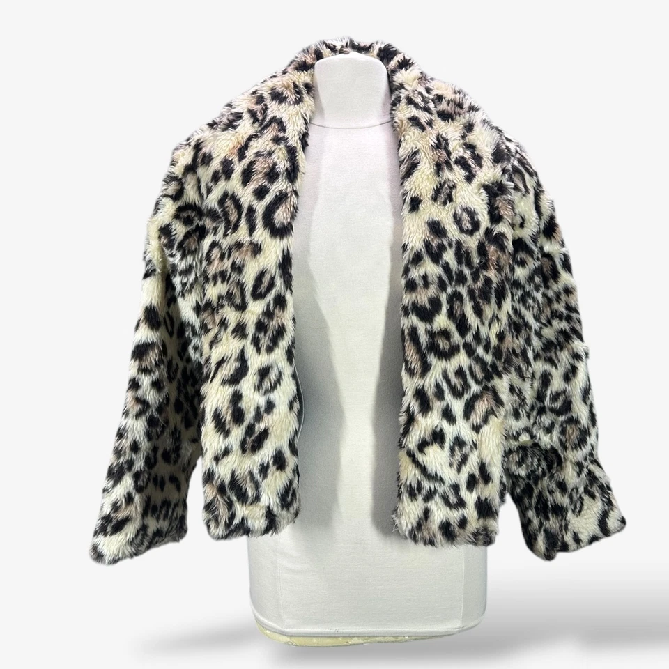 Abrigo Chaqueta Vintage Y2K Paris Azul Leopardo Imitación Piel Estampado Animal Guepardo Pequeño Foto 3 de 4