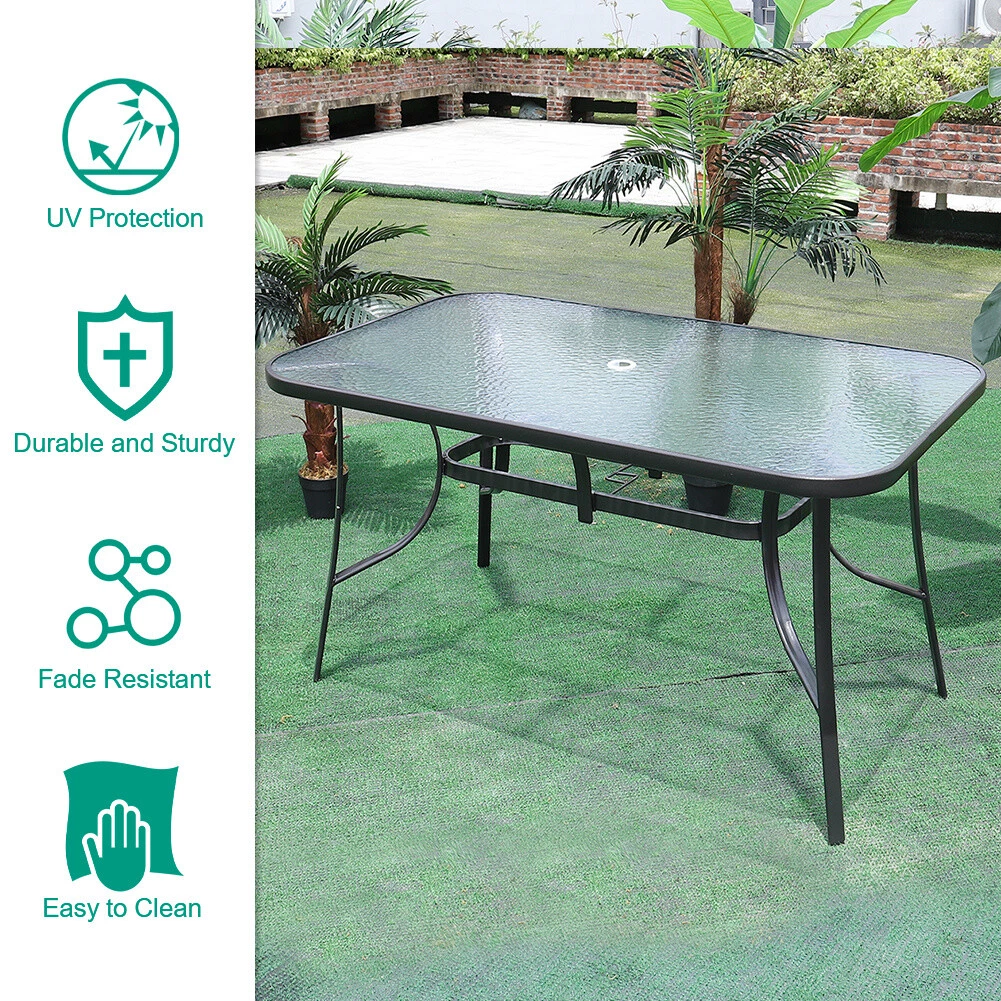 Round glass table top 2024 with umbrella hole
