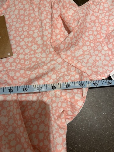 Vero Moda Ladies Baby Pink Ditsy Floral Faux Wrap Dress Size Large 12 14 42in - Picture 18 of 20