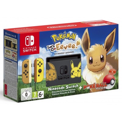 NINTENDO SWITCH EDICIÓN LIMITADA POKÉMON LETS GO EEVEE + JUEGO + POKEBALL PLUS