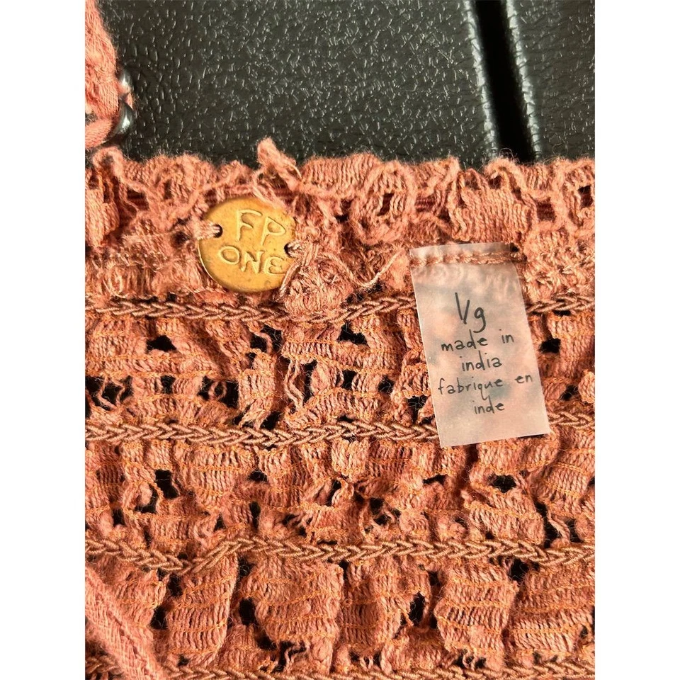 Free People FP One Adella Bralette L Copper Brown Floral Lace Strappy NEW - Image 3 of 4