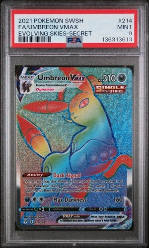 2021 POKEMON SWORD & SHIELD EVOLVING SKIES SECRET FULL ART/UMBREON VMAX PSA 9