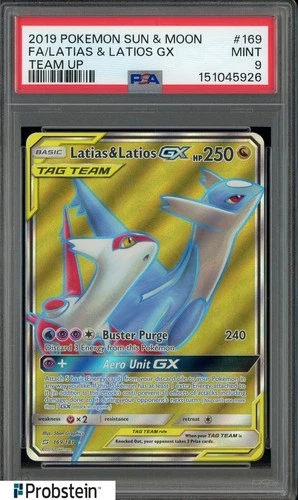2019 Pokemon Sun & Moon Team Up #169 FA Latias & Latios Gx PSA 9 MINT