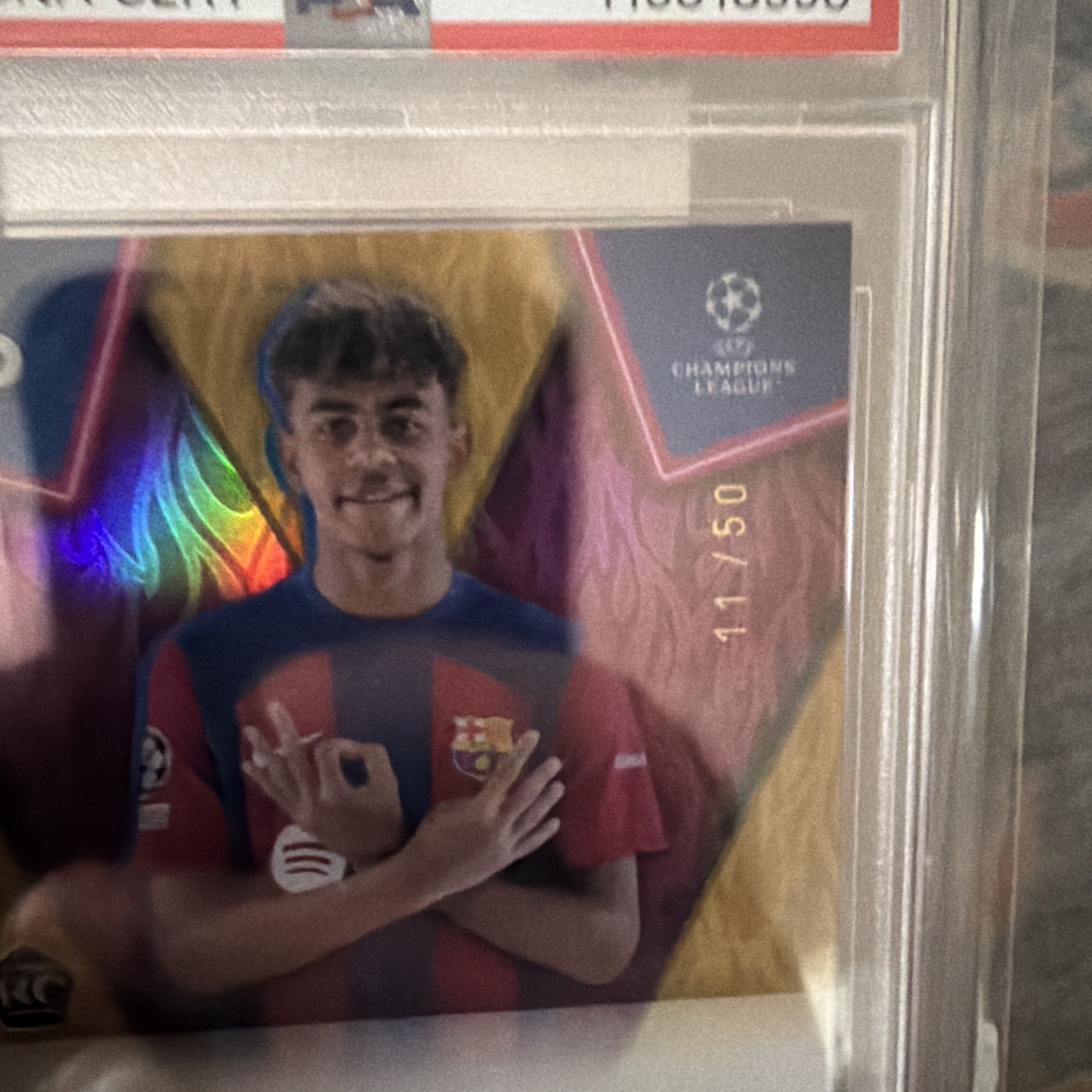 Topps 2023-24 UEFA Superstars Lamine Yamal SALY Gold Auto /50 PSA 9 10 view 5