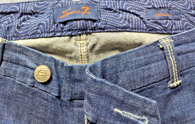 Seven7 Wide Leg Trousers Womens 14 Blue Dark Wash Denim Stretch Pants