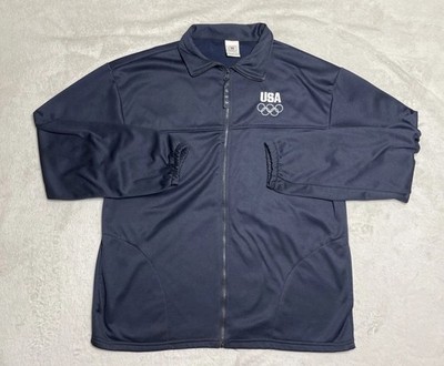 United States Olympic Commitee Jacket Mens XL Blue Full Zip Made in USA VTG