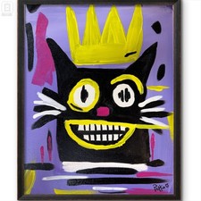 The Royal Cat Original Art 14x11 Neo-Expressionism Art Painting Canvas Signed