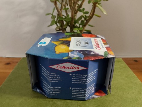 Calentador de té de vidrio Jenaer con vela hecho en Alemania - Imagen 3 de 10