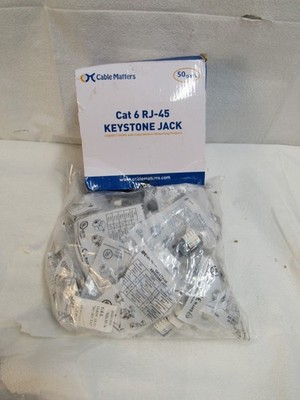 Cable Matters 50-Pack Cat6 RJ45 Keystone Jack in Black and Keystone Punch-Down