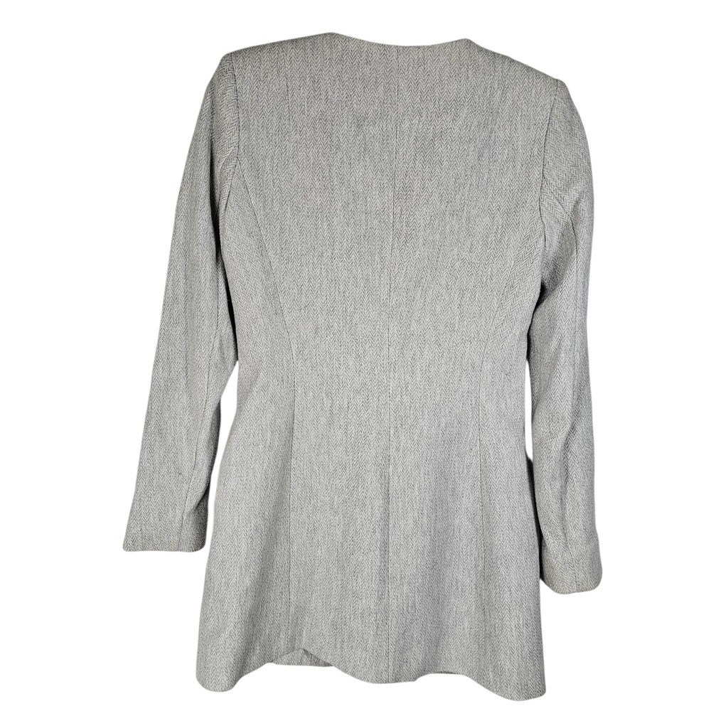 Zara Basic sGray Coat Herringbone Jacket Zip Up P… - image 4