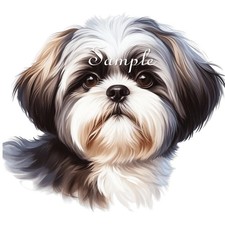 Shih Tzu -Fabric Art Quilt Block/Panel - Dog Breed Portrait - Cotton #21