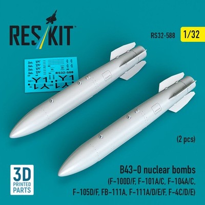 ResKit RS32-0588 - 1:32 B43-0 nuclear bombs (2 pcs) (F-100D/F, F-101A/C, F-104A/