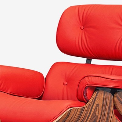 Taller Mid Century Lounge Chair and Ottoman Genuine Italian Leather Eams Swivel