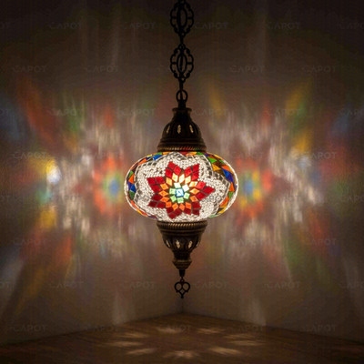 Multicolor türkische Mosaik Pendelleuchte - handgefertigte marokkanische Kronleuchter Leuchte