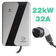 E-PENGUIN 32A 22kW TYPE 2 EV HOME CHARGER - Sliver