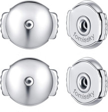 Locking Earring Backs for Studs, 2 Pairs Secure Spring Earing Backs Replacements