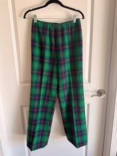 Vintage Pendleton Wool Tartan Plaid Pants Green Red USA Made High Waist