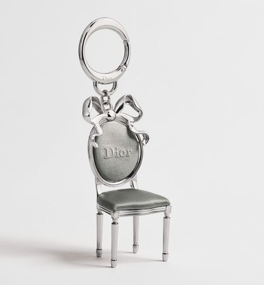 Dior Icon Chair Bag Charm Silver-Finish Metal and Gray Satiny