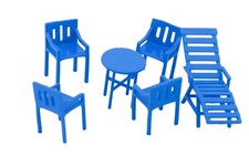 Garten- / Campingmöbel mit Liegestuhl, Spur TT, Farbe blau