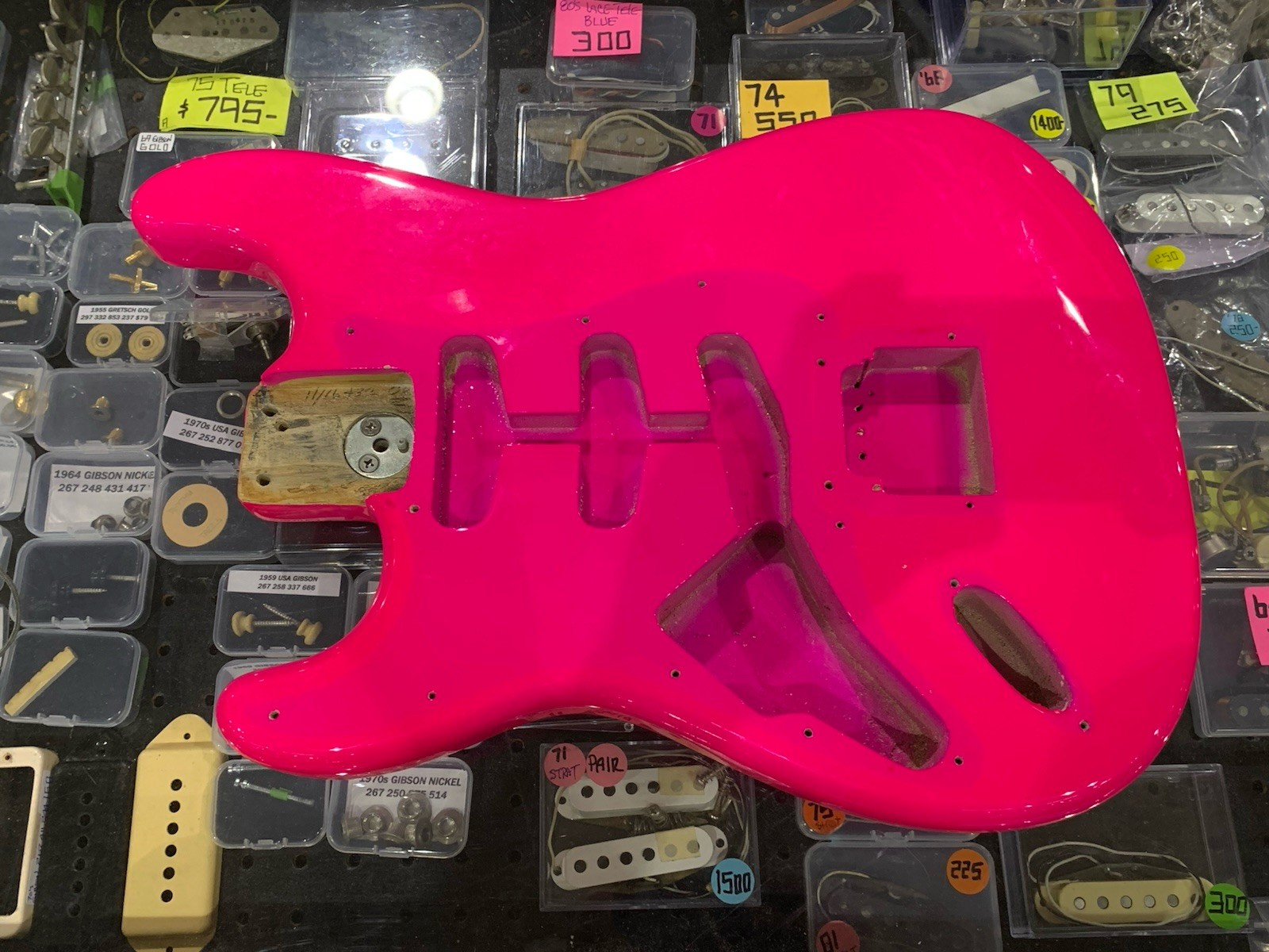 1970s Fender Stratocaster Project Guitar  Lefty , Kahler Tremolo Lipstick Pink!