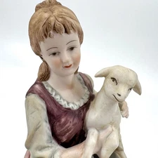 Vintage Young Girl With 2 Lambs ANDREA by Sadek JAPAN Figurine