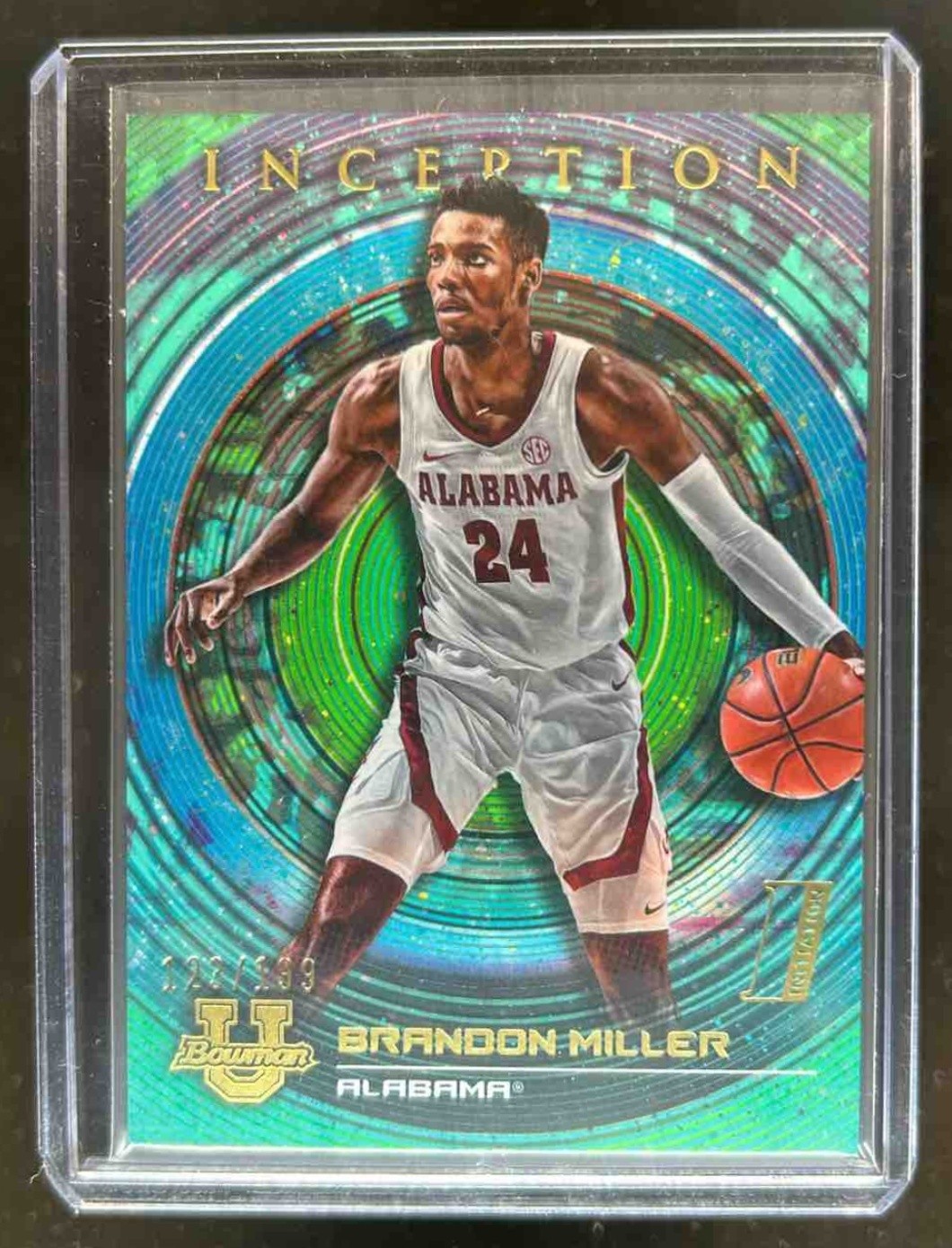 2022 Bowman University Inception Brandon Miller Aqua Foil V1 #123/199