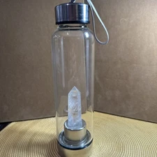 Natural Quartz Crystal Gravel Gemstone Healing Glass Energy Elixir Water Bottle