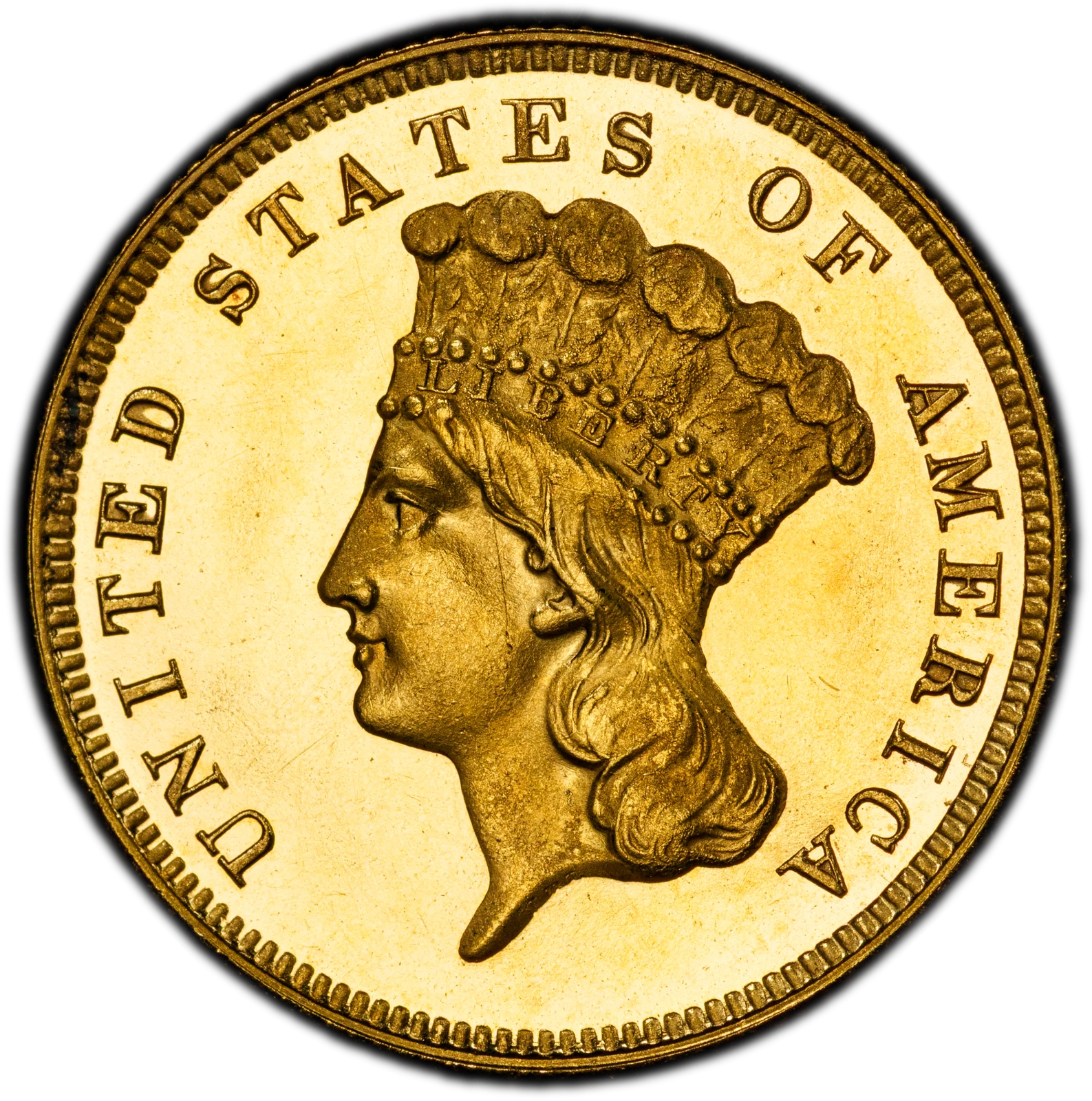 1876 $3 Three Dollar PCGS PR65+DCAM (CAC)
