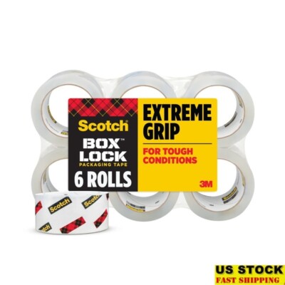 Clear Packing Tape 6 Rolls Box Lock Shipping Tape Durable Sealing Strong Grip US