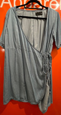 ASOS Denim Wrap Dress, Lightwash Blue, Size 10, NEW, RRP £28, sf