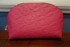 ULTA BEAUTY Pink Fuchsia Geo Pattern Texture Makeup Toiletry Travel Zip Bag NEW